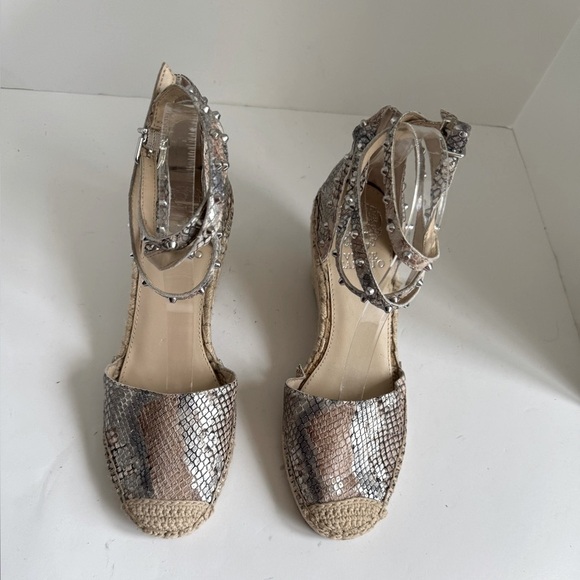 Vince Camuto Vanissa Snake spring Leather Espadrille Wedges Size 8